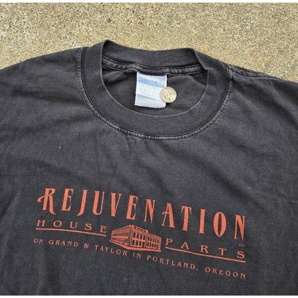 Vtg 90s Rejuvenation Portland Local House Parts Store T Shirt Black Small - Picture 2 of 5